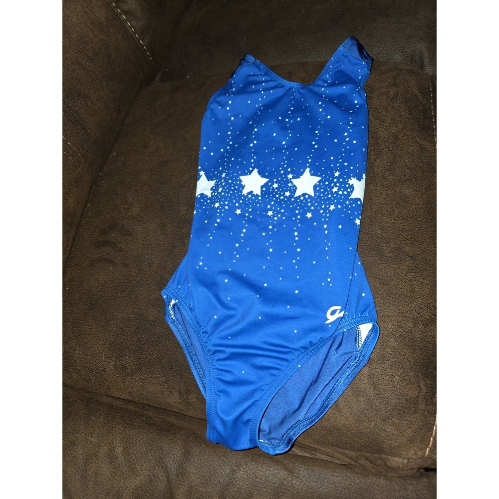 GK leotard gymnastics dance blue stars size adult XS teen girl